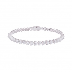 White Gold Heart Cut Diamond Line Bracelet 5.15ct